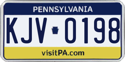 PA license plate KJV0198