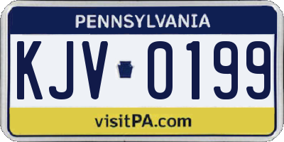 PA license plate KJV0199