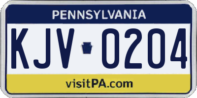 PA license plate KJV0204