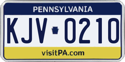 PA license plate KJV0210