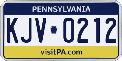 PA license plate KJV0212