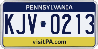 PA license plate KJV0213