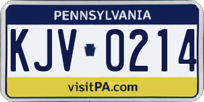 PA license plate KJV0214
