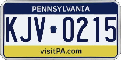 PA license plate KJV0215