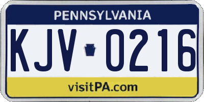 PA license plate KJV0216