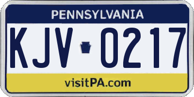 PA license plate KJV0217
