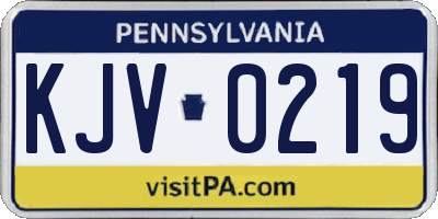 PA license plate KJV0219