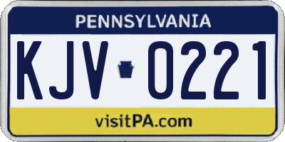 PA license plate KJV0221