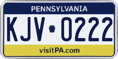 PA license plate KJV0222