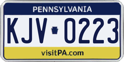 PA license plate KJV0223