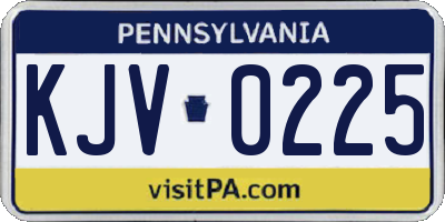 PA license plate KJV0225