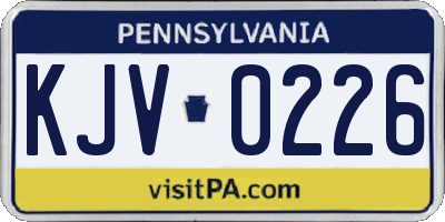 PA license plate KJV0226