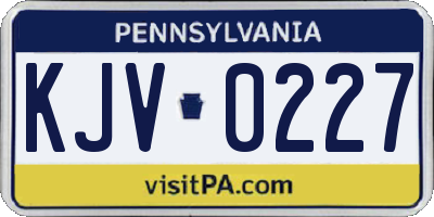 PA license plate KJV0227
