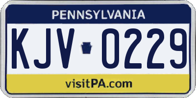 PA license plate KJV0229