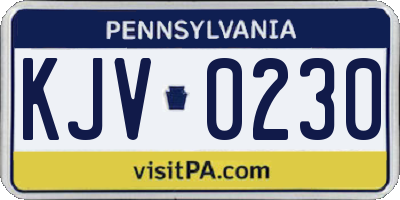 PA license plate KJV0230