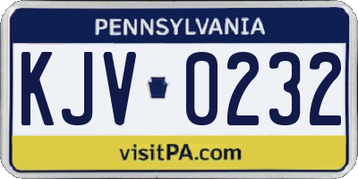 PA license plate KJV0232