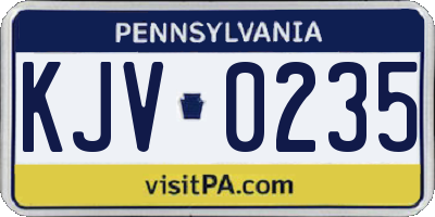 PA license plate KJV0235
