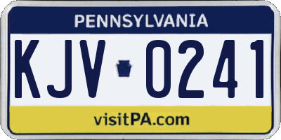 PA license plate KJV0241