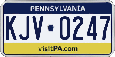 PA license plate KJV0247