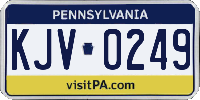 PA license plate KJV0249