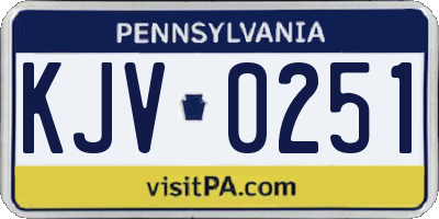 PA license plate KJV0251