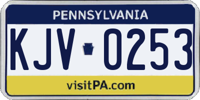 PA license plate KJV0253