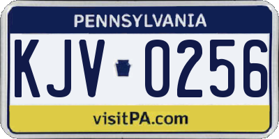PA license plate KJV0256