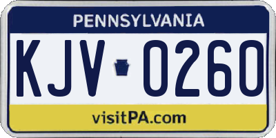 PA license plate KJV0260