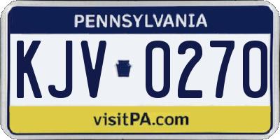 PA license plate KJV0270