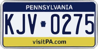 PA license plate KJV0275