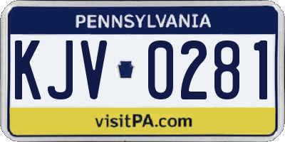PA license plate KJV0281