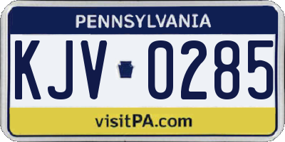 PA license plate KJV0285