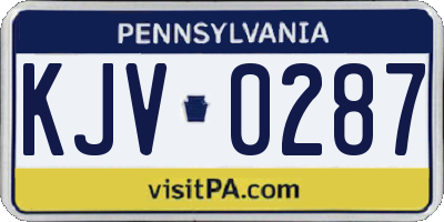 PA license plate KJV0287