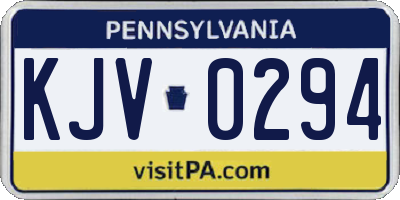 PA license plate KJV0294