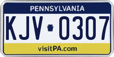 PA license plate KJV0307