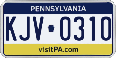 PA license plate KJV0310