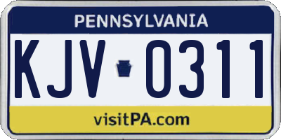 PA license plate KJV0311