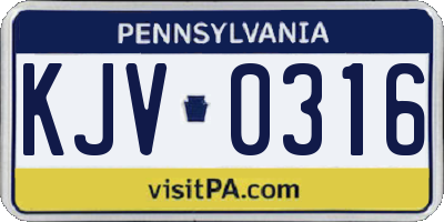 PA license plate KJV0316