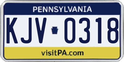 PA license plate KJV0318