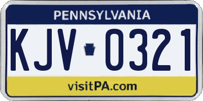 PA license plate KJV0321
