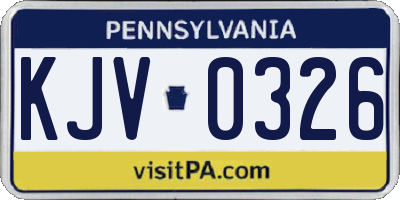 PA license plate KJV0326