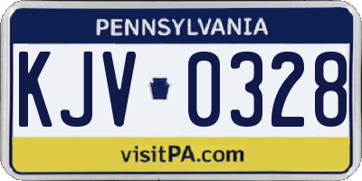 PA license plate KJV0328