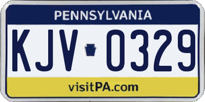 PA license plate KJV0329