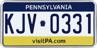 PA license plate KJV0331