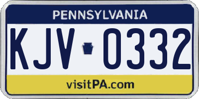 PA license plate KJV0332