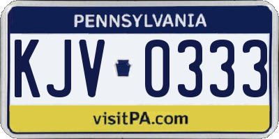 PA license plate KJV0333