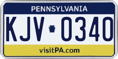 PA license plate KJV0340