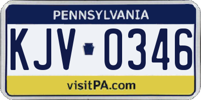 PA license plate KJV0346