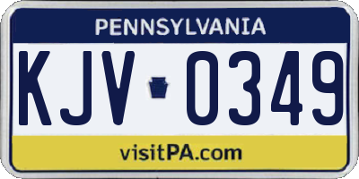 PA license plate KJV0349