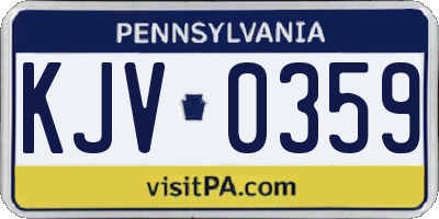 PA license plate KJV0359